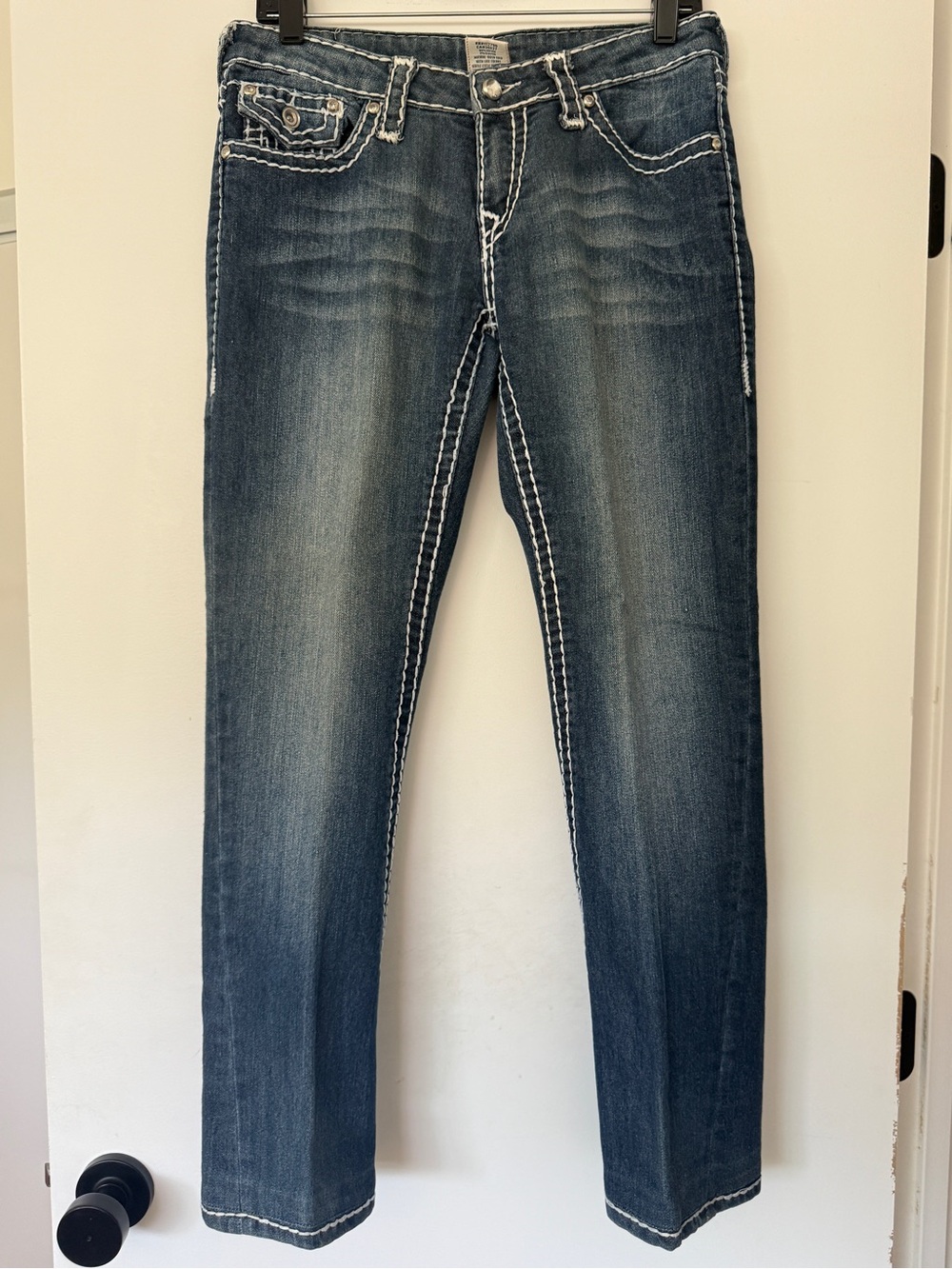 True Religion Y2K Joey Super T Jeans w/ Thick Contrast White Stitching